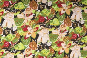Szyfon wzór kwiaty zielone liście