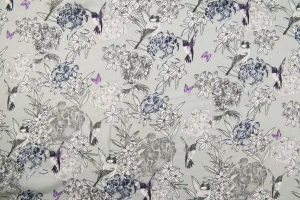 Szyfon wzór kwiatki na siwym tle