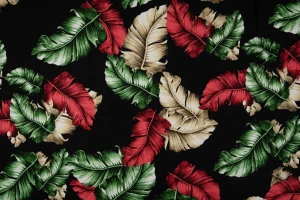 Wiskoza kolorowe liście bananowce na czarnym tle