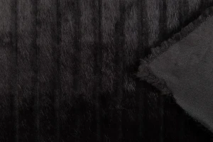 Dzianina futerkowa krótki włos czarna w pasy  15 mm