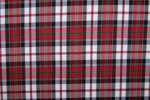 Tkanina w kratę czerwona ( biały czarny czerwony khaki żółty )