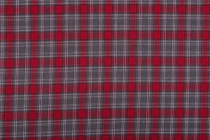 Tkanina w kratę szara ( czerwona biała )