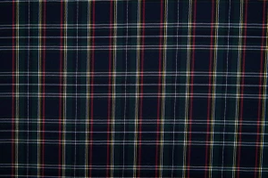 Tkanina w kratę zieleń butelkowa ( granatowy żółty biały czerwony )