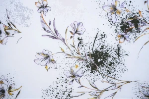 Tkanina sukienkowa Silky kwiaty na ecru