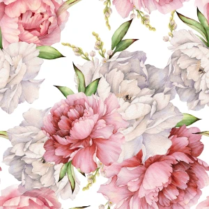 Oxford wzór stylowe peonie na białym tle