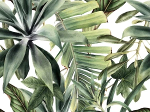 Satyna premium wzór zielone liście