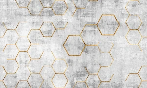Oxford wzór złote heksagony na betonie