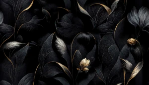 Oxford wzór liście na czarny tle