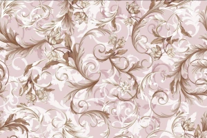 Satyna Armani liście akantu na pudrowym różu