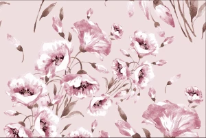 Satyna Armani kwiaty na pudrowym różu