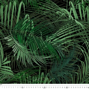 Oxford wzór liście palmy na czarnym tle