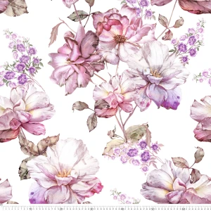 Stretch kwiaty lila-róż na białym tle