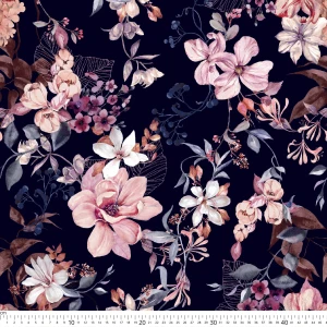 Szyfon ala jedwab magnolie na granacie