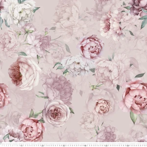 Szyfon ala jedwab piwonie na pudrowym tle