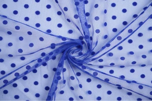 Tiul miękki welurowe grochy 9mm szafirowy