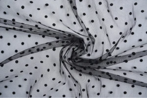 Tiul miękki welurowe groszki 4mm czarny