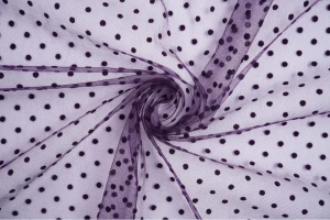 Tiul miękki welurowe groszki 4mm śliwka