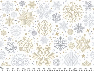 Oxford wzór gwiazdki i śnieżynki na białym tle