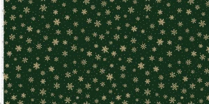 Oxford wzór złote śnieżynki i kropki na butelkowej zieleni