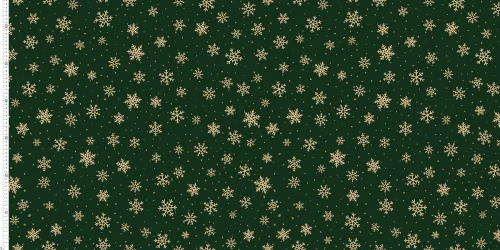 2301958 - Materialy i tkaniny - sniezki5cm - zielony - 1340x670mm - j45 - oxford wzór złote śnieżynki i kropki na butelkowej zieleni.jpg