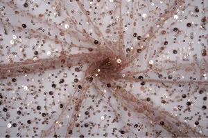 Tiul cekiny z koralikami cappuccino