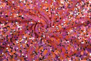 Cekiny multikolor na siatce różowy