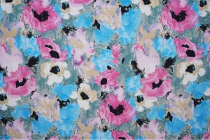 Wiskoza wzór maki różowe