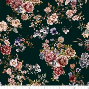 Oxford wzór łąka na butelkowej zieleni