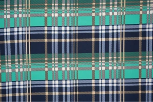 Dzianina krata zielona granat beż ecru