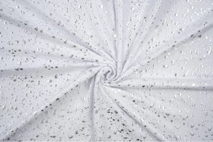 Dzianina jersey biały nakrapiany srebrem