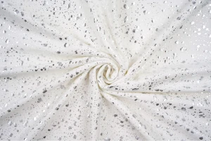 Dzianina jersey ecru nakrapiany srebrem