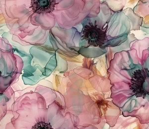 Satyna Armani ala jedwab szmaragdowo różowe akwarele