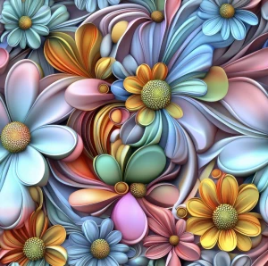 Oxford wzór pastelowe margaretki 3d