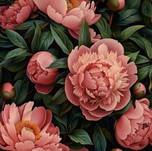 Oxford wzór klasyczne kwiaty piwonii