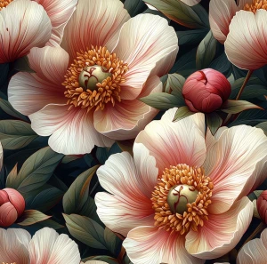  Oxford wzór cieniowane peonie 3D