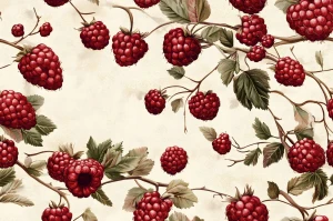 Oxford wzór stylowe maliny na kremowym tle