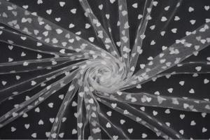 Tiul miękki welurowe serduszka 7mm biały