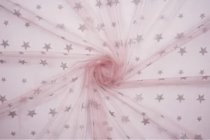 Tiul miękki brokatowe gwiazdki brudny róż