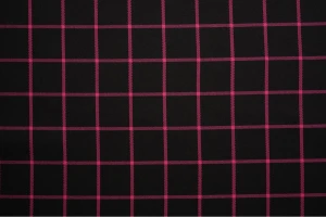 Tkanina w kratę czarno amarantowa