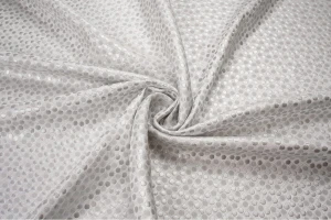 Żakard dwustronny groszki szaro srebrny