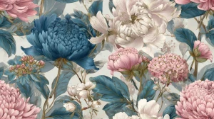  Oxford wzór niebiesko różowe kwiaty