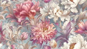  Oxford wzór różowo kremowe kwiaty