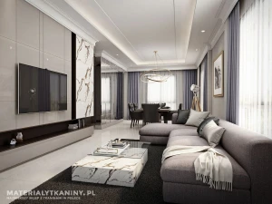 Tkanina zasłonowa stalowy z atestem